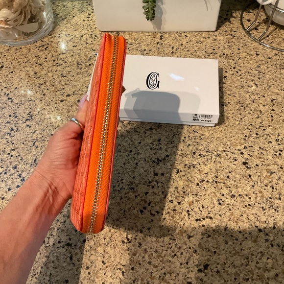 Inspired Orange Goyardine Richelieu Long Flap Bi-Fold Accordion Wallet - Picture 5 of 7